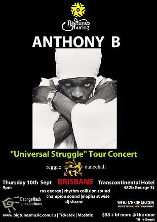 Anthony B ‘universal Struggle’ Tour #Brisbane