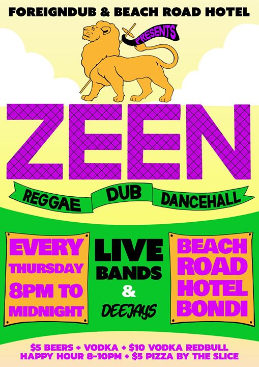 Zeen – Free Reggae bands every Thursday in Bondi -Launch