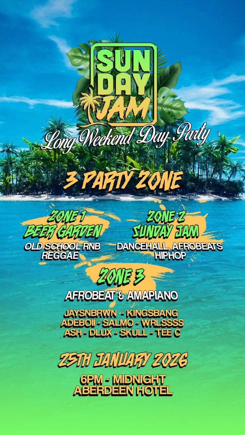 SUNDAY JAM LONG WEEKEND ABERDEEN HOTEL 3 zones